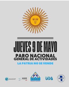 Lee más sobre el artículo 9 DE MAYO: PARO GENERAL DE ACTIVIDADES