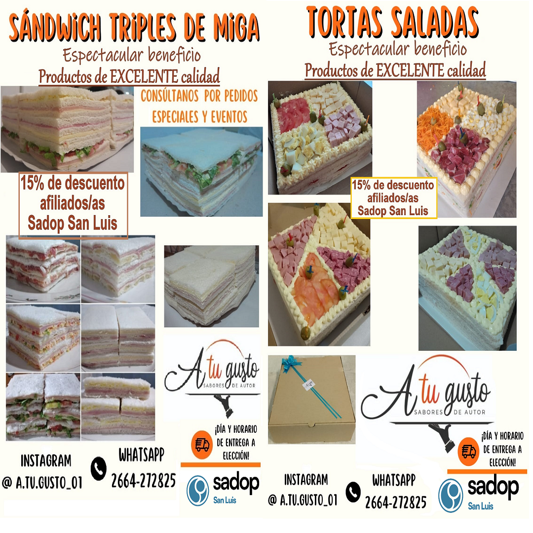 En este momento estás viendo Nuevo espectacular Beneficio – Productos de excelente calidad: FÁBRICA de SANDWICHES de MIGA y TORTAS SALADAS “A TU GUSTO”